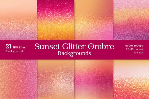 21 Sunset Glitter Ombre Backgrounds for Your Projects