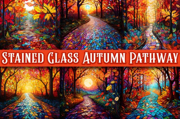Capture Autumn's Glow with Stained Glass Pathway Art