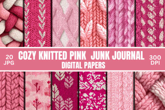 Cozy Knitted Pink Pattern Backgrounds for Digital Crafts