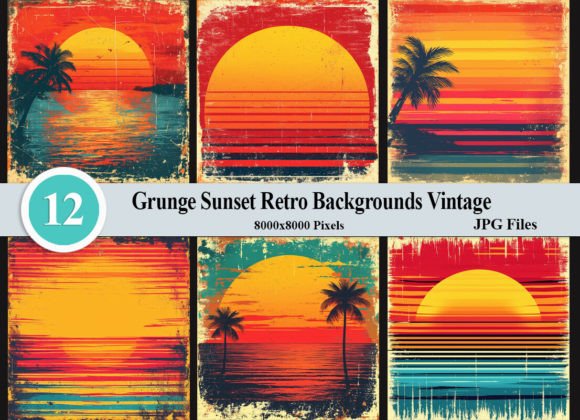Embrace Vintage Edge: Grunge Sunset Retro Backgrounds
