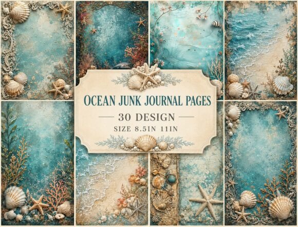 Ocean Seashell Watercolor Backgrounds: Coastal Elegance