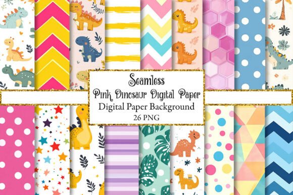 Pink Dinosaur Digital Paper Backgrounds: A Playful Design Toolkit
