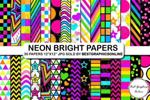 Vibrant Neon Digital Papers for Creative Projects