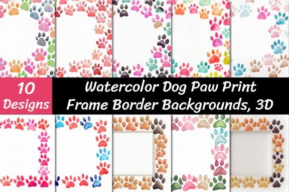 Watercolor Dog Paw Frame Backgrounds: A Designer's Toolkit